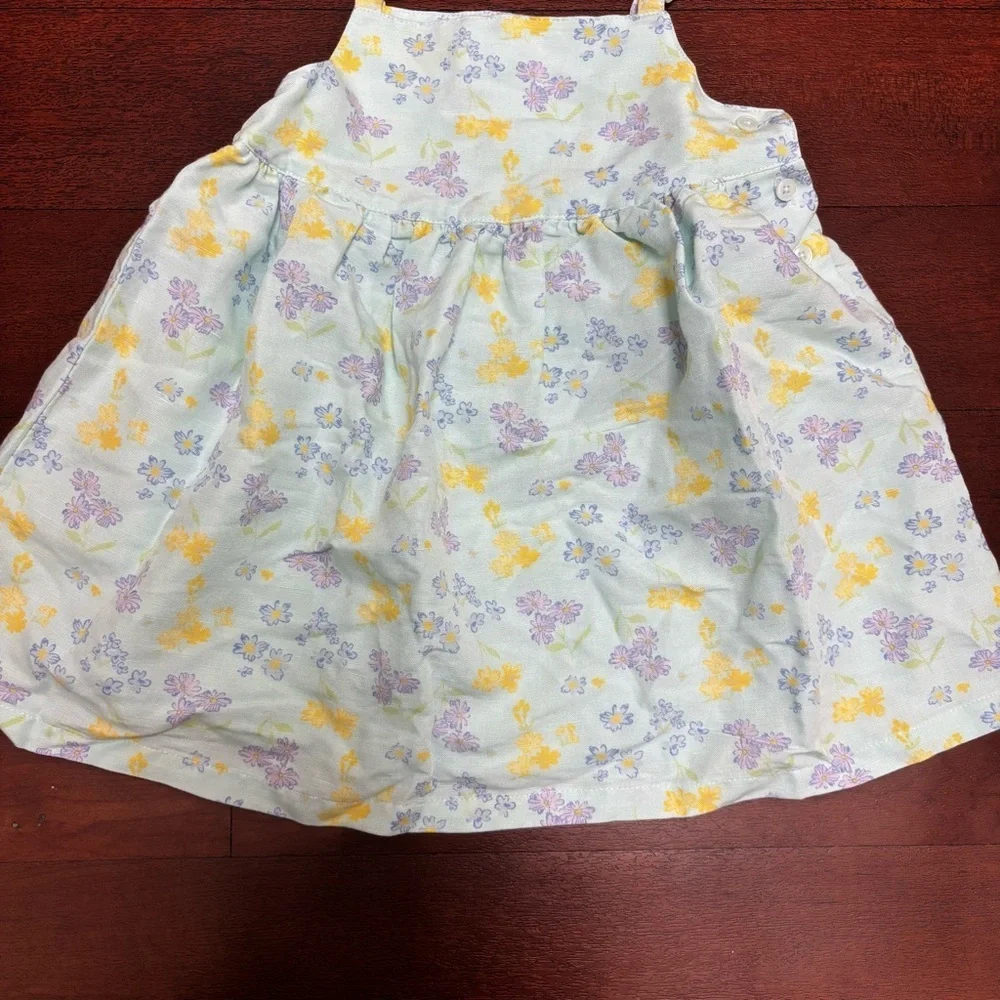 Vintage Gymboree Floral Linen Blend Two Piece Dress